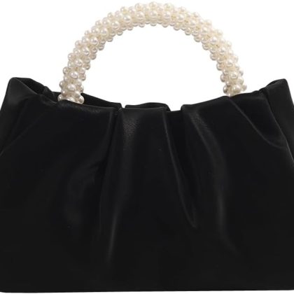 Pearl Ruched Evening Clutch Bag