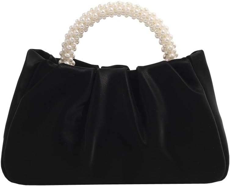 Pearl Ruched Evening Clutch Bag