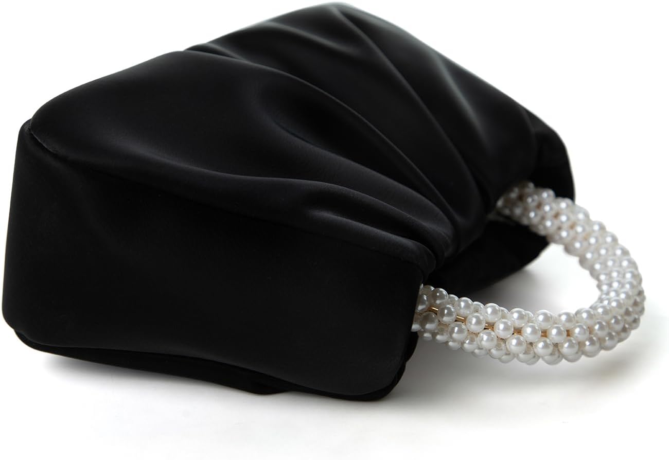 Pearl Ruched Evening Clutch Bag - Image 4
