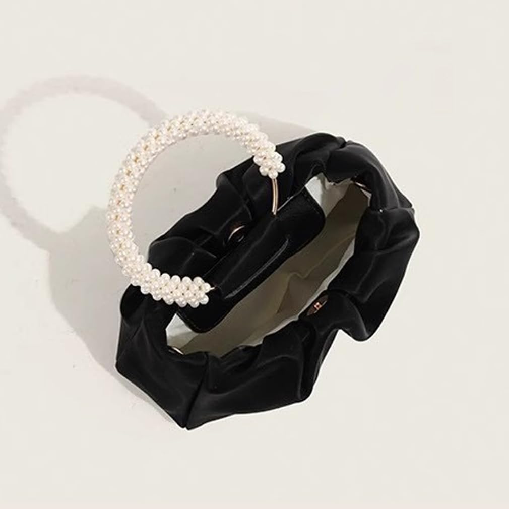 Pearl Ruched Evening Clutch Bag - Image 6