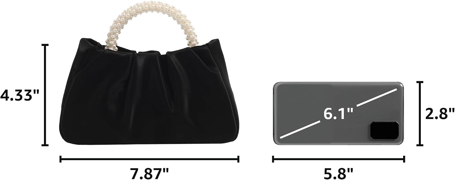 Pearl Ruched Evening Clutch Bag - Image 3