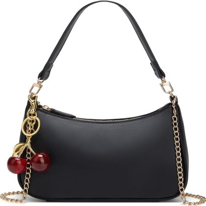 Black Shoulder Bag with Strap