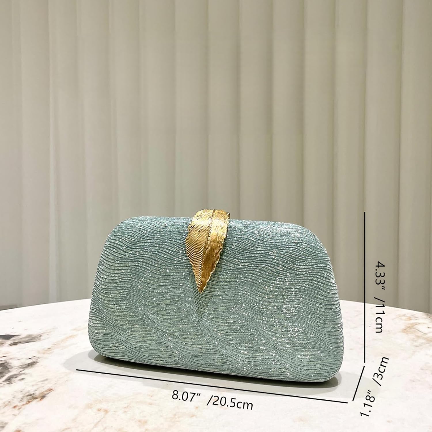 Metallic Leaf Evening Clutch Bag - Image 4