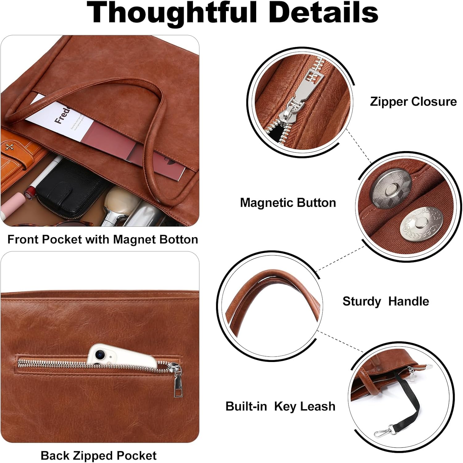 Vegan Leather Everyday Tote Bag - Image 2