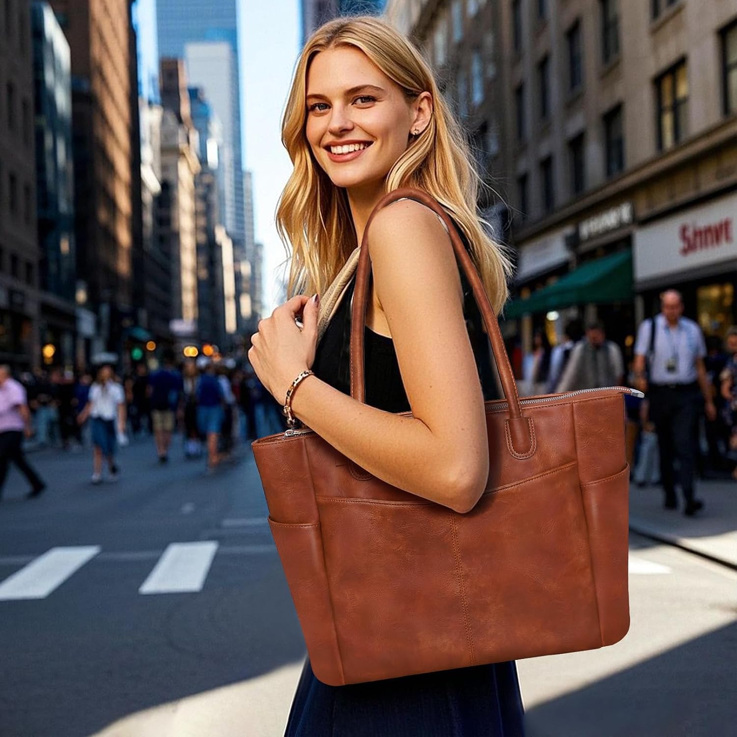 Vegan Leather Weekender Tote - Image 2
