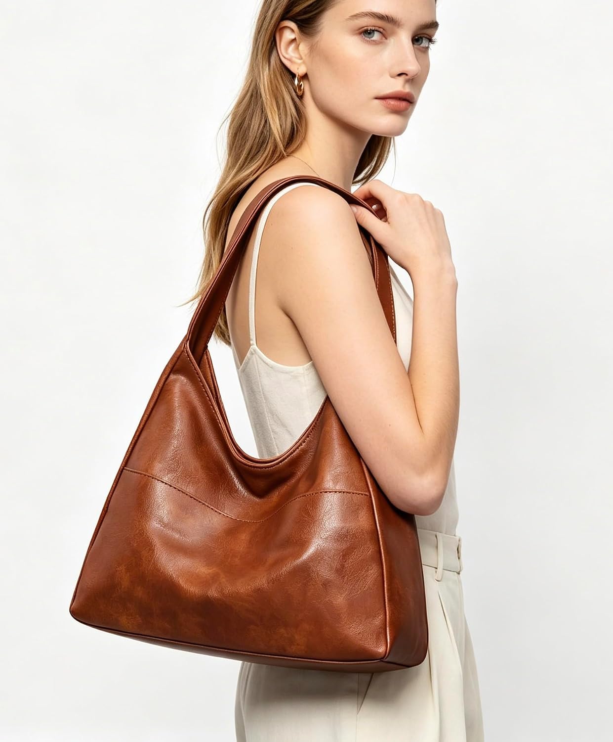 Slouchy Leather Shoulder Bag - Image 2