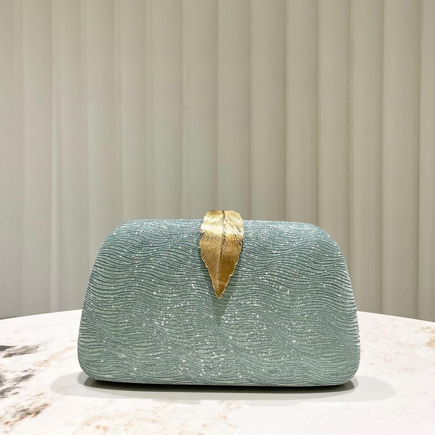 Metallic Leaf Evening Clutch Bag - Image 6