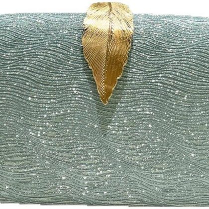 Metallic Leaf Evening Clutch Bag