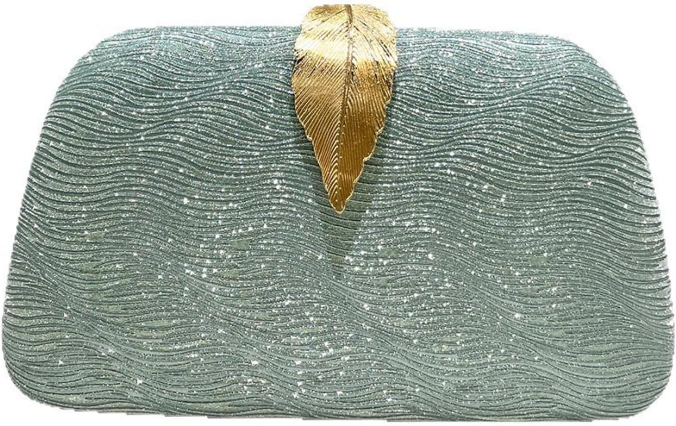 Metallic Leaf Evening Clutch Bag
