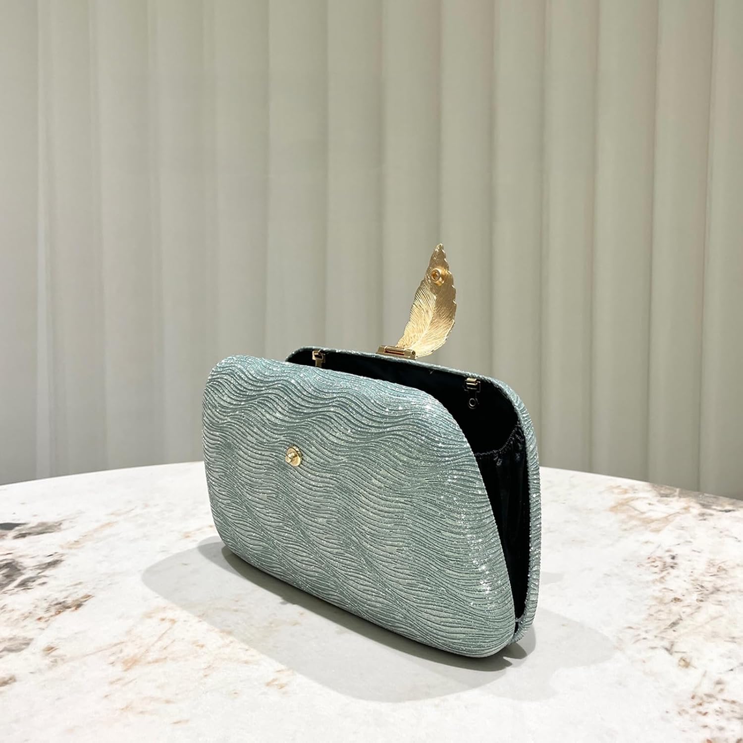 Metallic Leaf Evening Clutch Bag - Image 2