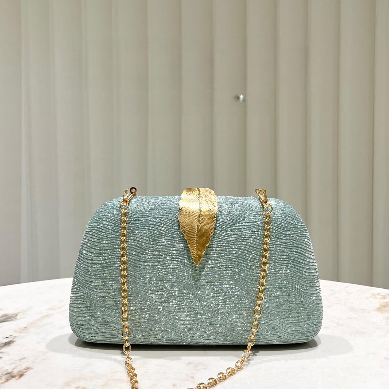 Metallic Leaf Evening Clutch Bag - Image 3