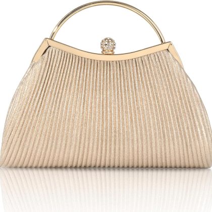 Glitter Pleated Evening Clutch Bag